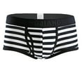 thumbnail image 5 of YWDJ Mens Boxer Briefs Plus Size Cotton Breathable Lightweight No Show Mens Color Stripe Briefs Fashion Underwear Personalized Mid-waist Hoop Panties Buttock Covering Briefs Black M, 5 of 5