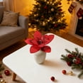 thumbnail image 2 of Luoshdecor Christmas Poinsettia Glitter Flowers with Stems Ornaments for Christmas Tree Party Decorations, 2 of 7