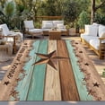 thumbnail image 2 of Western Texas Star Vintage Outdoor Rug for Patio/Deck/Porch, Non-Slip Large Area Rug 4 x 6 Ft, Retro Farmhouse Brown Green Wood Grain Indoor Outdoor Rugs Washable Area Rugs, Camping Rug Carpet Runner, 2 of 8