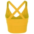 thumbnail image 3 of A2Y Women's Solid French Terry Cotton Back Cross Crop Top Yellow L, 3 of 3