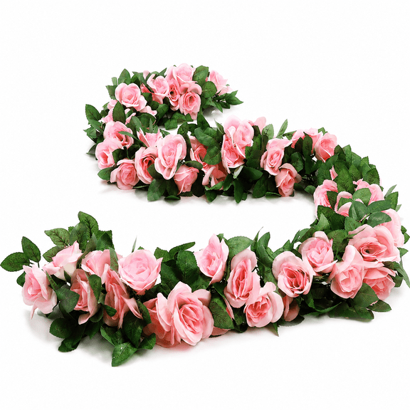 Artificial Flower Vine, Pink, Silk Rose Home Wedding Decoration