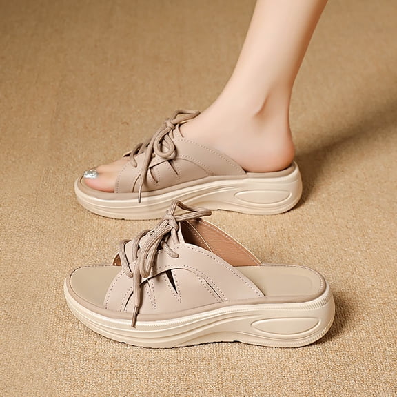 Wowcloth Women's Roman Sandals - One-Strap Tie Closure with Wedge Heel and Platform for Casual Everyday Wear
