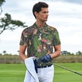 thumbnail image 3 of Fotbe Forest Animals And Plants Pattern Men’s Golf Polo Shirt – Breathable Performance Golf Shirt with Button-Down Collar-Small, 3 of 6