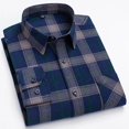 thumbnail image 4 of XDZJLR Men Shirts Long Sleeved Pure Wool Plaid Plus Size Fashion Tops, 4 of 5