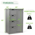 thumbnail image 3 of GLACER Bathroom Floor Cabinet, Multifunctional Storage Cabinet with 4 Drawers and 1 Door, Wooden Side Storage Organizer for Bathroom, Living Room or Kitchen, 22 x 12 x 32 inches (Grey), 3 of 6