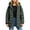 Army Green, variant on Plus Size Long Puffer Coat for Women, Solid Color Hooded Winter Jacket with Pockets, Zip and Snap Closure