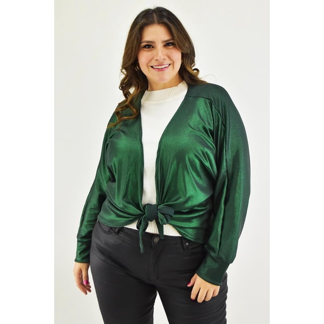 Cardigan con brillo Roman Fashion /Tallas Extras, 11847 (Verde botella) verde oscuro 42