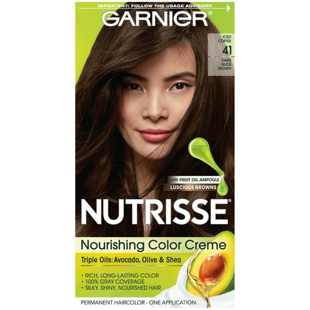 Garnier Nutrisse Nourishing Hair Color Creme, 41 Dark Nude Brown, 1 Kit - Garnier Nutrisse Nourishing Hair Color Creme, 41 Dark Nude Brown, 1 Kit -