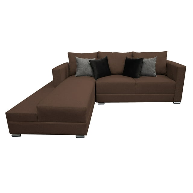 Sala Esquinera El Bazar Store Aston Chocolate 260x200 cm, Tela Lino nacional, Modular