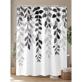 thumbnail image 4 of Grey Ombre Botanical Shower Curtain Set, Waterproof Shower Curtains for Bathroom, Watercolor Gray Pastoral Leaf Washable Fabric Cloth Bath Curtain for Bathtub Decoration with Hooks 48x72 Inches, 4 of 6