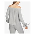 thumbnail image 2 of 1. STATE $69 Womens New Gray Off Shoulder Tie Long Sleeve Top S B+B, 2 of 4