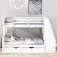 thumbnail image 3 of Newboti Furniture Twin over Full Bunk Bed with Trundle and Built-in Desk, Three Storage Drawers and Shelf, White NO.43789, 3 of 15