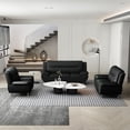 thumbnail image 2 of Uspridefurniture Sanuel  3Pcs Faux Leather Living Room Sets, Chair Loveseat Sofa,Black, 2 of 5