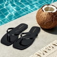 thumbnail image 2 of Womens Square Flip Flops, Patent Leather Flat Sandals with Memory Foam Insole, Non-Slip Lightweight Minimalist Open Toe Summer Vacation Dressy Beach Essentials Slippers, 2 of 7