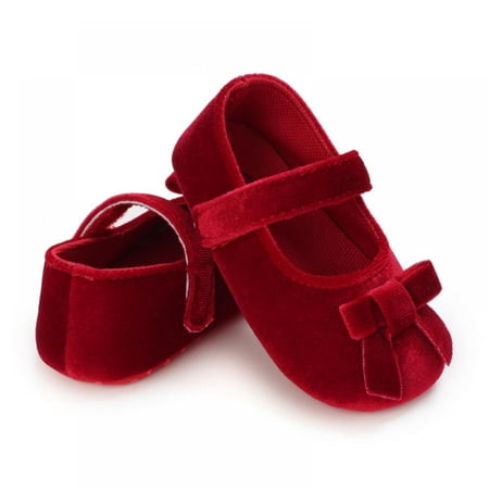 

Baby Girls Mary Jane Flats with Bowknot Non-Slip Toddler First Walkers Princess Dress Shoes