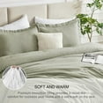 thumbnail image 4 of Queen Size Comforter Set - 3 Pieces Olive Green Soft Luxury Cationic Dyeing Bedding Comforter for All Season, Breathable Lightweight Fluffy Boho Bed Sets with 1 Comforter and 2 Pillow Shams, 4 of 9