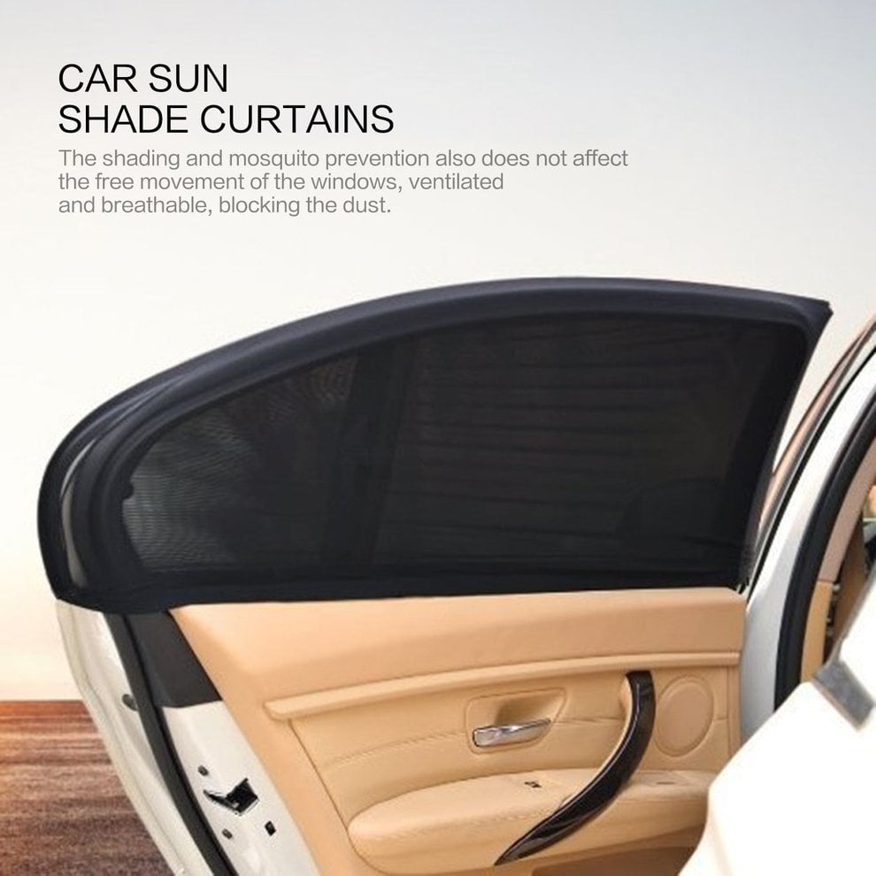 2Pcs Car Side Rear Window Sun Shade Mosquito Proof UV Protection Mesh Curtain AA 
