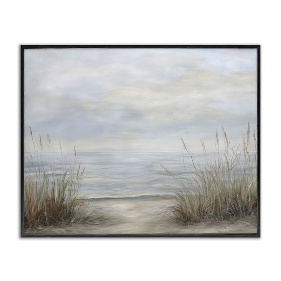 Stupell Industries Coastal Silent Beach with Seaside Dunes Black Framed Giclee Art, 14 x 11, by Petals Prints Design