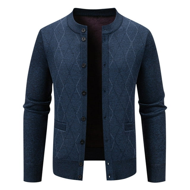 LOVZFMLL Sweaters for Men, Acrylic V-Neck Ribbed Cardigan, Fashion Casual Button Pocket Stretchy, Fall Clothes, Warm Winter Tops