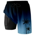thumbnail image 2 of YUEVE Beach Shorts for Men 2 in 1 Compression Liner 7 Inch Inseam, Mens Swim Trunks Gradient Hawaiian Print Quick Dry Bathing Suit with Pockets Navy M, 2 of 4