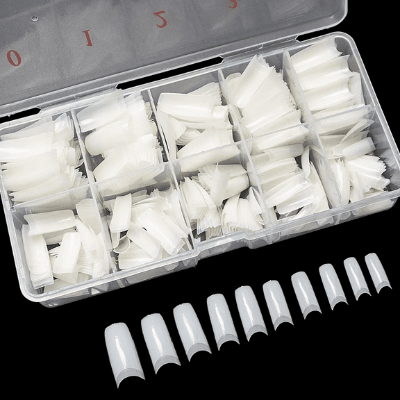 Coolmade 500pcs Artificial Acrylic Nail Tip Natural Color Full Cover False Nail Tips