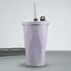 thumbnail image 1 of Vaso de acero inoxidable con pajita y tapa abatible | Vaso aislado al vacío de 600 ml para bebidas frías y calientes | Botella de agua portátil para coche, oficina, escuela y viajes, 1 of 2