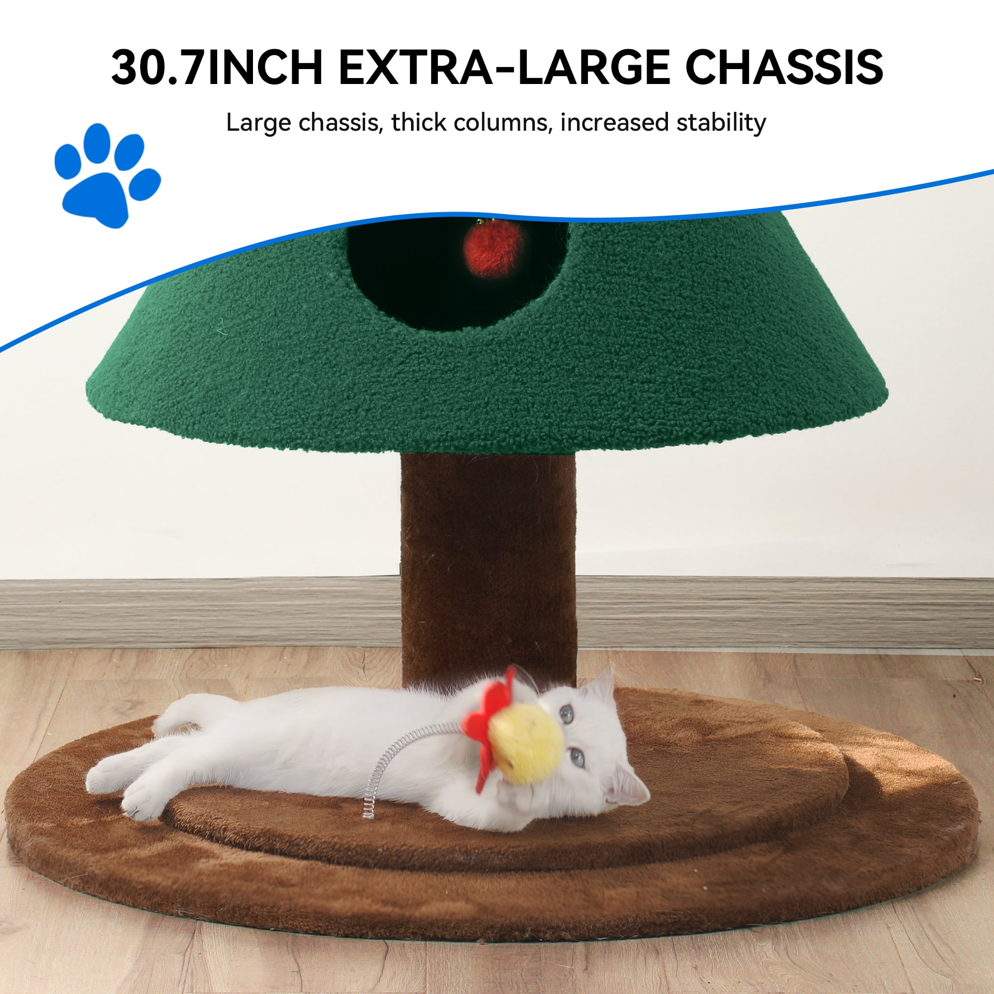 Dextrus60-inch Cat Tree,Tall Cat Tower Furniture with 2 Large Condos,  5ft Christmas Tree Party Decoration with Cat House and Beds