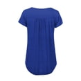 thumbnail image 3 of Pleated Tops for Women Button Henley Neck Tees Crewneck Tunic T-Shirts Loose Fit Summer Casual Plain Tshirts (2XL, Blue), 3 of 5
