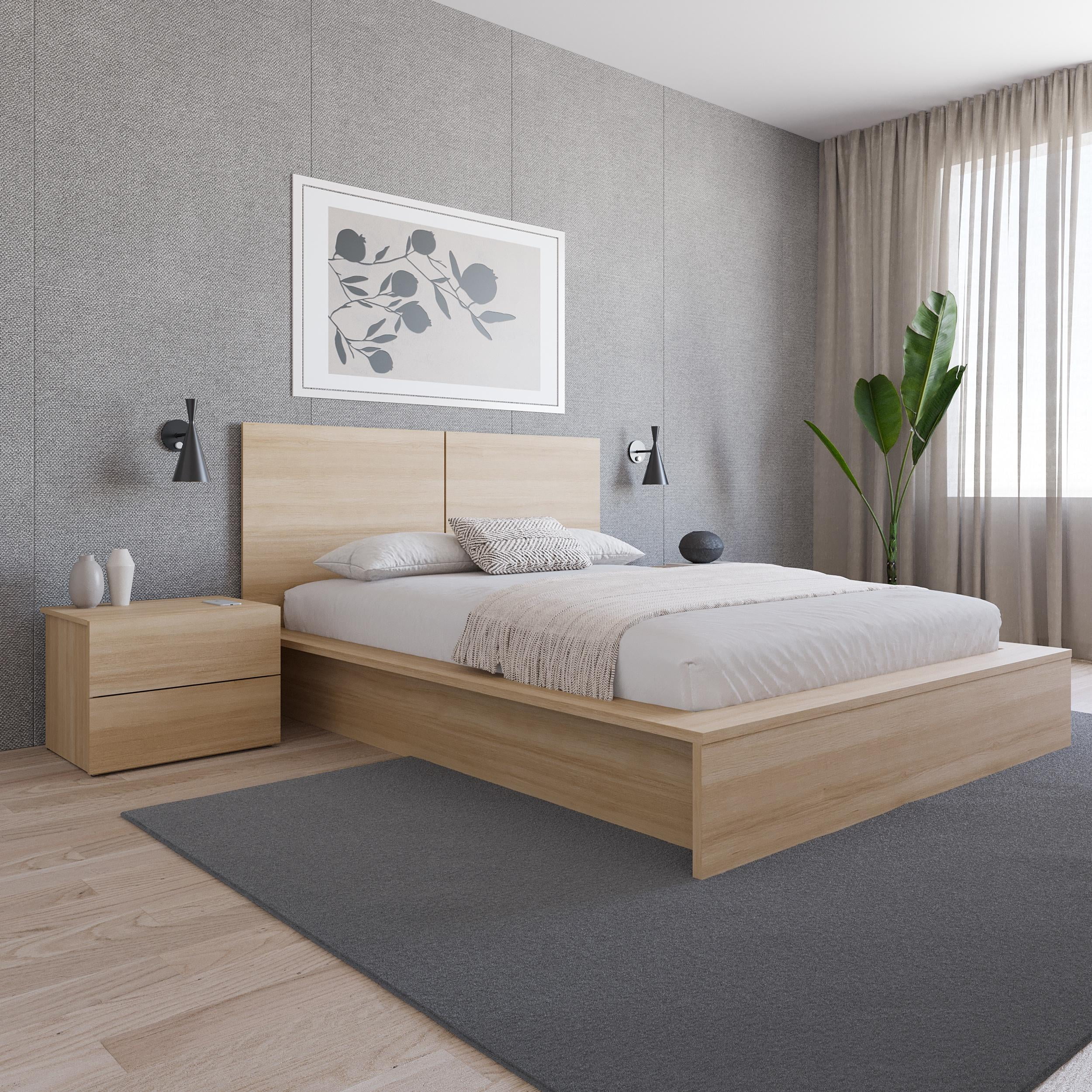 Nexera James Modern 2 Drawer Nightstand, Natural Blonde Oak