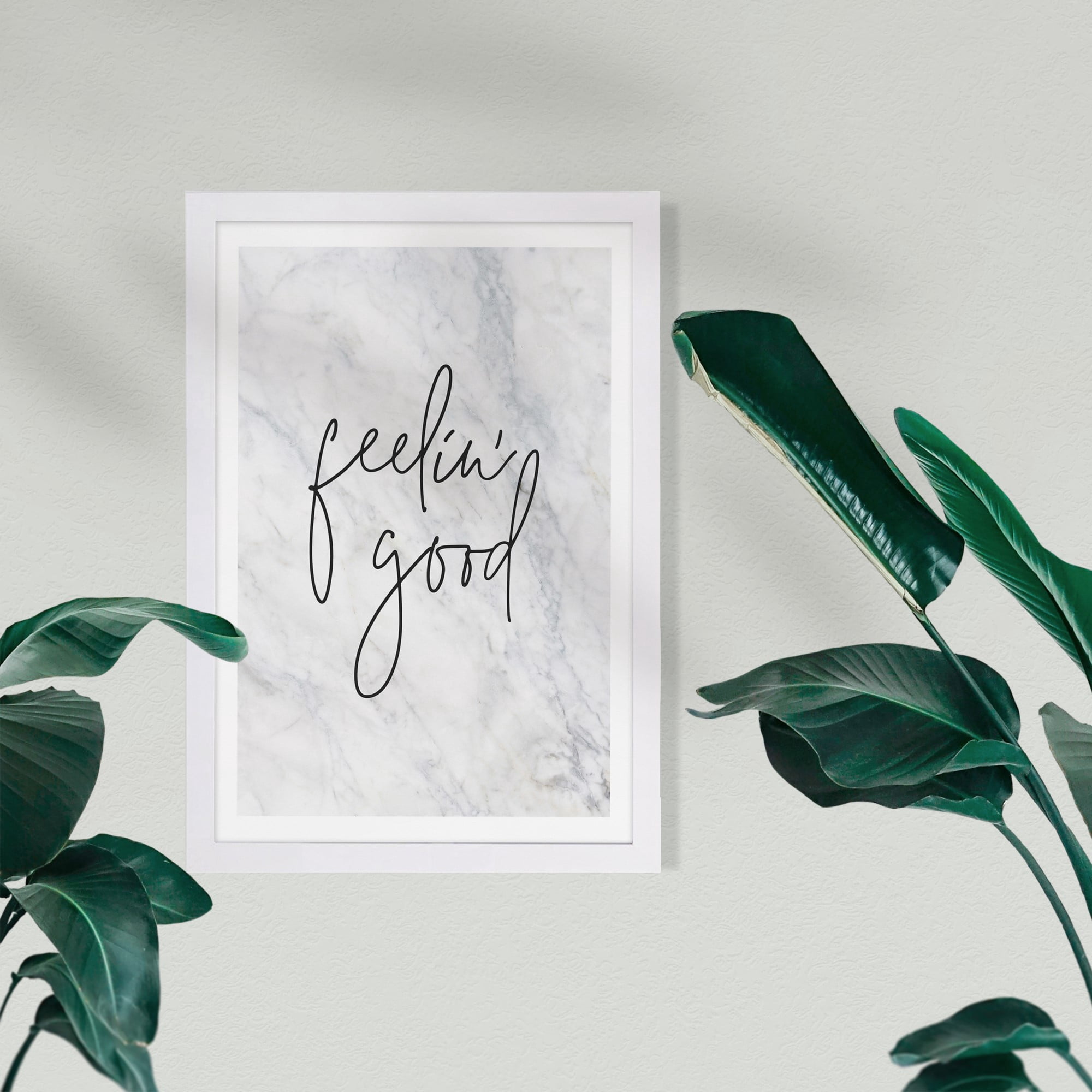 Wynwood Studio Typography and Quotes Framed Wall Art Prints 'Feeling Good' Inspirational Quotes and Sayings - Black, White, 13" x 19"