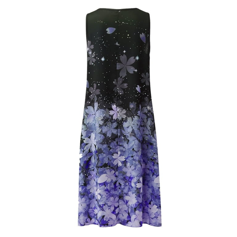 Usmixi Women Comfy Round Neck Sleeveless Floral Print Long Usmixi Women Comfy Round Neck Sleeveless Floral Print Long
