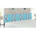 thumbnail image 2 of Coastal Headboard, Nautical Sea Themed Composition with Pastel Colored Stripes Background, Upholstered Decorative Metal Bed Headboard with Memory Foam, King Size, Pale Blue White Red, by Ambesonne, 2 of 4
