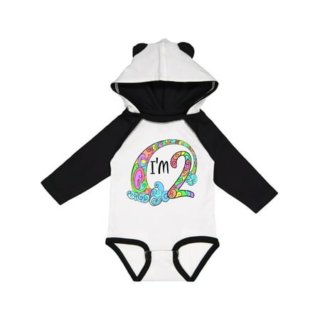 

Inktastic I m 2 Second Birthday Rainbow Swirls Gift Baby Boy or Baby Girl Long Sleeve Bodysuit