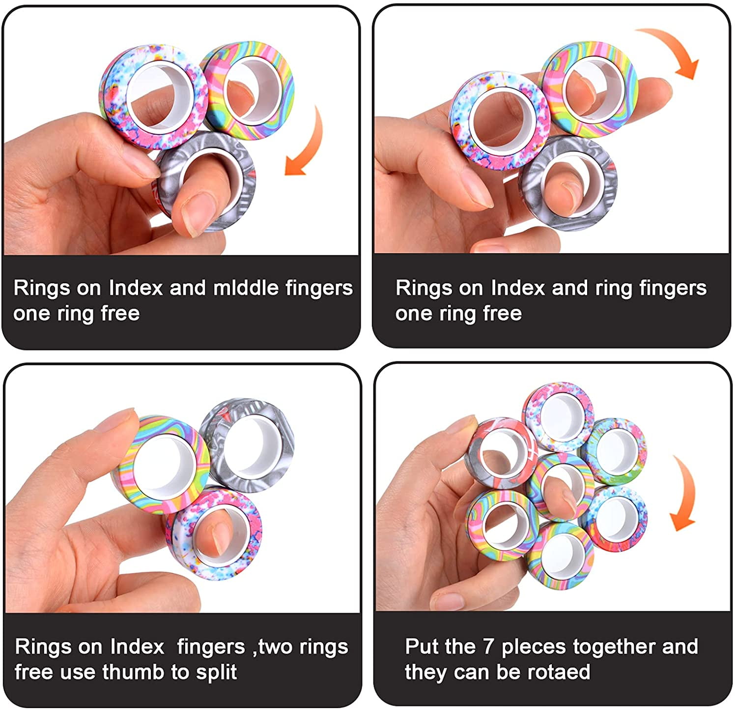 Fingears Fidget Toys Magnetic Finger Rings Stress Relief Spinner Cube Kids Adult 