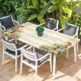 thumbnail image 2 of Spring Flowers Table Cloths for 6 Foot Rectangle Tables, Country Botanical Budding Floral Pot Stripes Patio Waterproof Elastic Fitted Tablecloths, Washable Rectangular Table Cover for Camping, 2 of 8