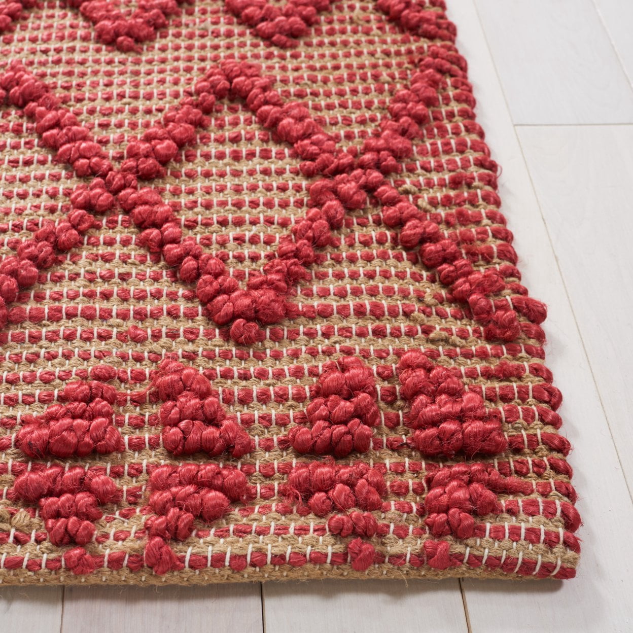 SAFAVIEH Natural Fiber Alfred Geometric Area Rug, Red/Natural, 3' x 5'
