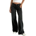 thumbnail image 2 of Women Y2k Low Rise Baggy Jeans Loose Fit Boyfriend Straight Wide Leg Jeans Trendy Stretch Long Denim Pants Dark Gray XS, 2 of 7