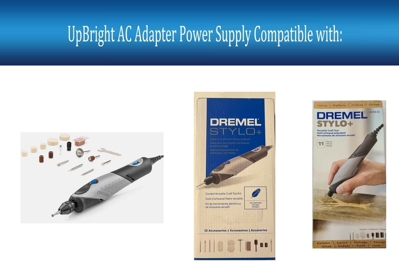 UPBRIGHT 18V AC/DC Adapter Compatible with Dremel 2050 F013205000 2050-30  F0132050MA 2050-11 F0132050AW 2050-15 F0132050AC Stylo+ Corded Versatile  Rotary Craft Tool 2610Z09738 0.5A Power Supply Cord 