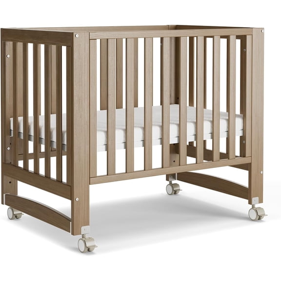 Styhigh 6-in-1 Convertible Baby Crib Mini Cunas Para Bebes with Memory Foam Mattress(38" by24") Storage, White