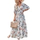 thumbnail image 4 of VISgogo Vestido largo de playa con temperamento para mujer, falda dividida con cinturón y cuello en V de manga tres cuartos con estampado floral de estilo informal de verano para mujer VISgogo moda, 4 of 6