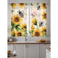 thumbnail image 4 of Sheer Curtains 72 Inches Long 2 Panels Set for Bedroom, Sunflower Bee Semi Sheer Curtains for Windows, Yellow Botanical Vintage Rose Floral Spring Voile Window Treatments Rod Pocket Curtain, 4 of 7