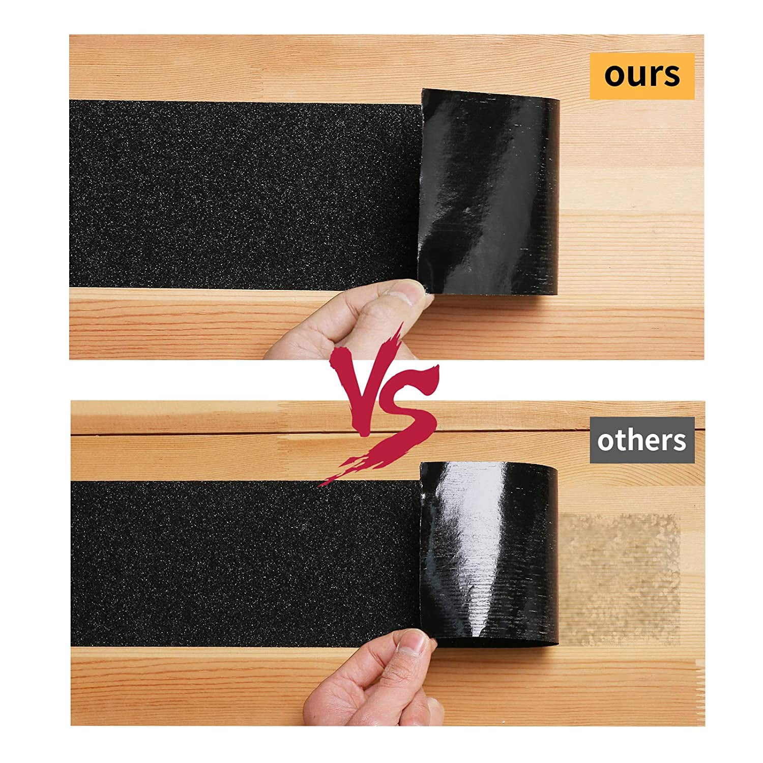 Grip Tape - Heavy Duty Anti Slip Tape, Grip Tape Grit Non Slip for Stairs Outdoor/Indoor, Waterproof High Traction Stairs Non Skid Treads, Durable Triple Layer Adhesive - Black (2 Inch x 36 Feet)