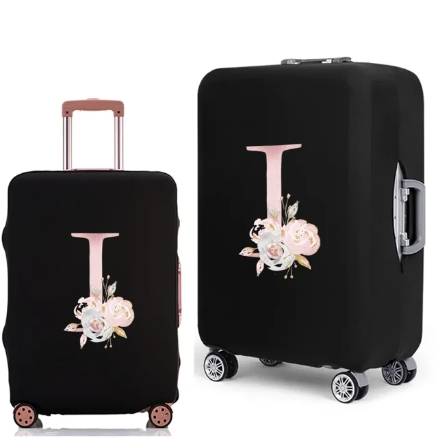 Luggage Case Suitcase Protective Cover Pink Flower Letter Pattern Travel Elastic Luggage Dust-proof Cover Apply 18-28 Suitcase 8Pink flower I L