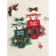 thumbnail image 3 of RUINIXCW Newborn Baby Girl My First Christmas Outfit Xmas Romper Dress Infant Girl Strap Sleeveless Smocked Patchwork Tulle Tutu Dress Headband, 3 of 10