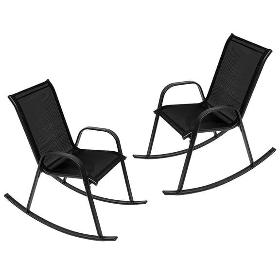 Outdoor Rocking Chairs with Backrest/Armrests-Assembly for Patio Lawn Garden Balcony Deck Camping Porch-Set of 2 (BLACK)