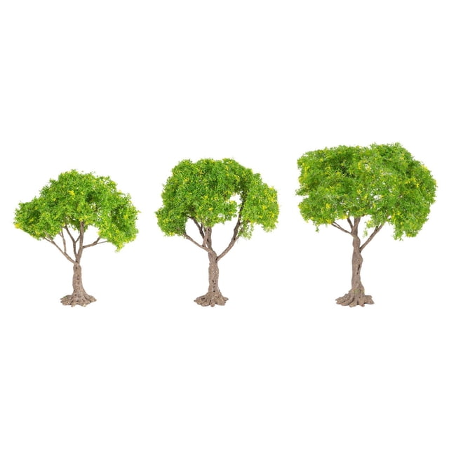 Bunblic 3 Pieces Mini Landscape Tree Model Trees DIY Crafts Railway Train Railroad Layout Diorama Tree Building Model Miniature Trees yellow flower trees