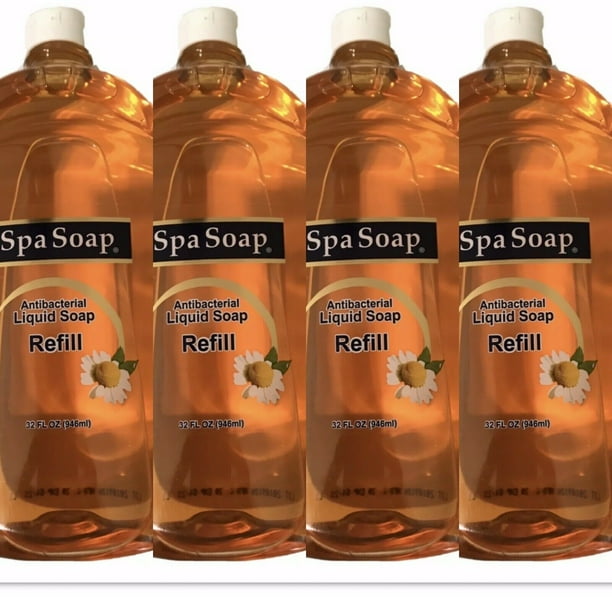 4 Spa Antibacterial Soap Refill Bottles 32 Fl oz Each