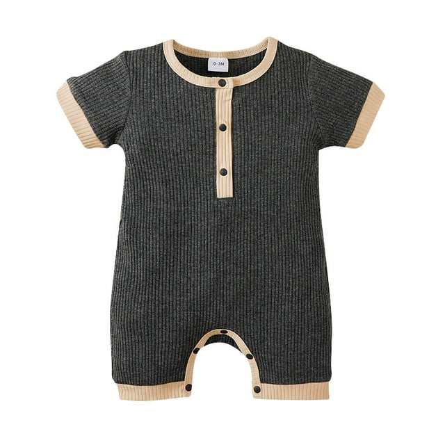 ITFABS Bébé?S Manches Courtes Contraste Couleur Col Rond Romper à une Poitrine