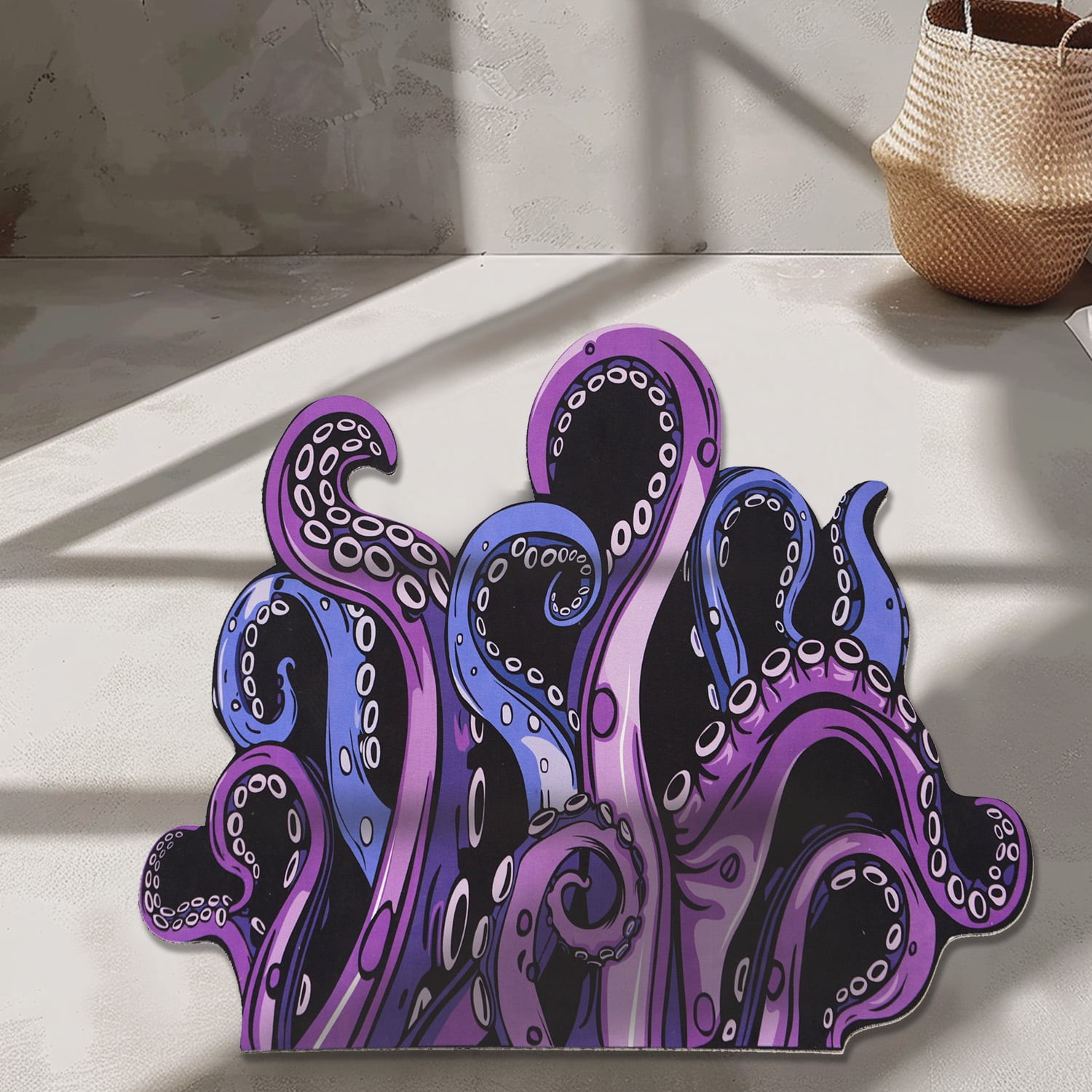 Cthulhu Shower Rug for Bathroom, Octopus Tentacles Shaped Floor Mat, Non Slip Machine Washable Water Absorbent Mat, Throw Rugs Goth Decor Modern Home Decoration, Unique Gift
