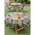 thumbnail image 5 of Outdoor Tablecloth with Umbrella Hole Zipper Easter Round Tablecloth 60" Waterproof Outside Table Cloth Spring Colorful Eggs Flower Leaf Plant Beige Patio Table Cover Tablecloths for Picnic Party, 5 of 8